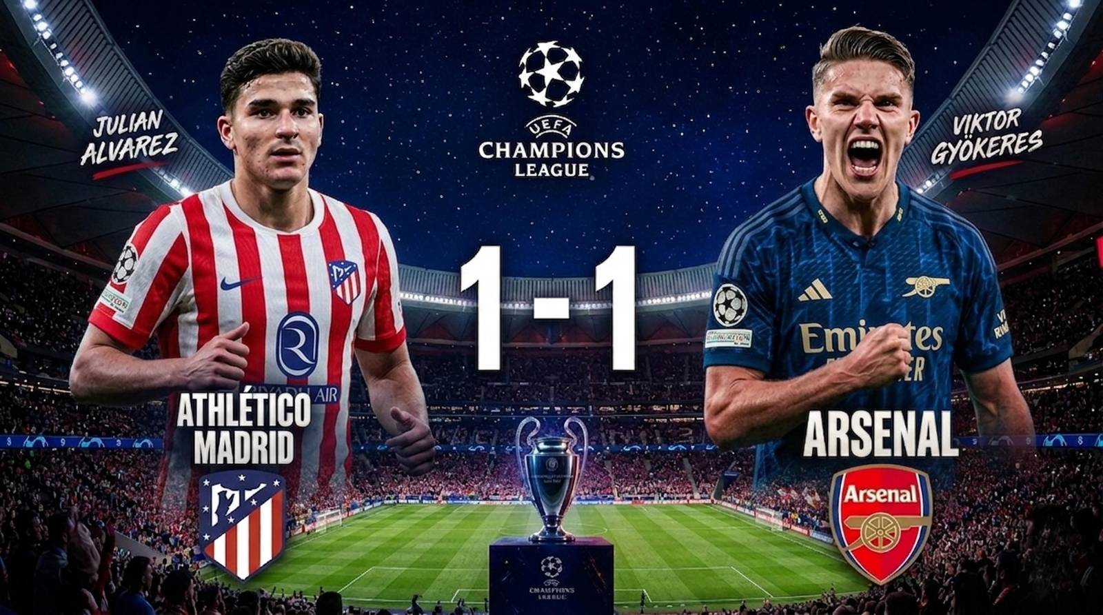 Atlético de Madrid and Arsenal settle for a draw in tense semi-final