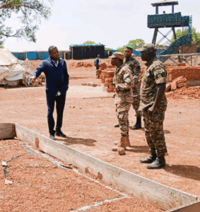 Togo President Faure Gnassingbé meeting with troops in Koundjoaré