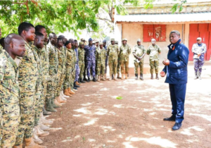 Togo military personnel during a briefing in the Koundjoaré zone