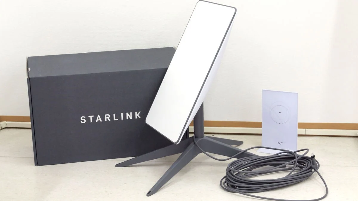 Starlink’s satellite dish setup for internet services