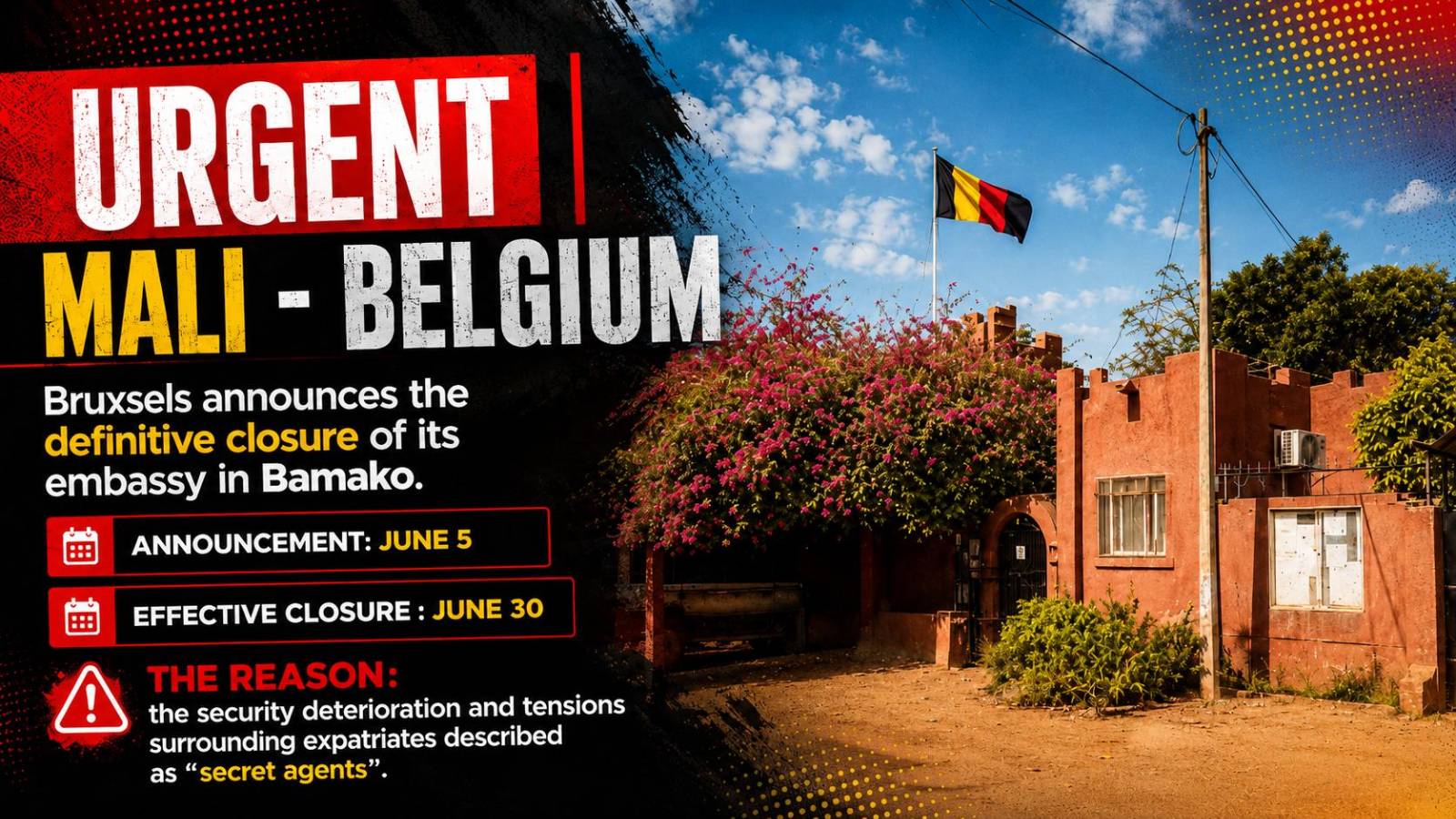Belgium closes its embassy in Mali, citing security and diplomatic tensions