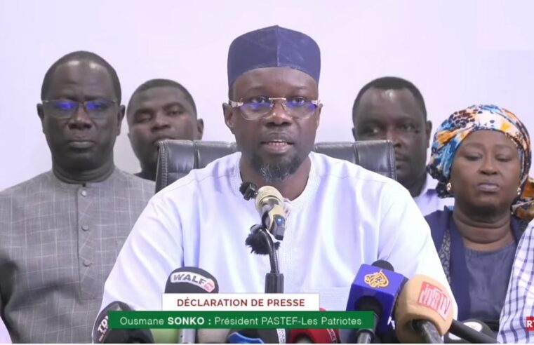 Press statement from ousmane sonko as pastef leader