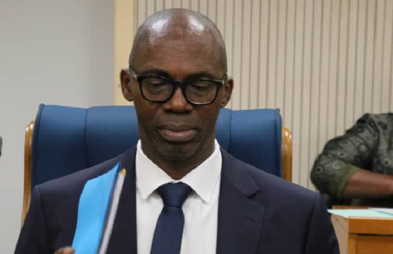 Gabonese Finance Minister Thierry Minko addressing the National Assembly