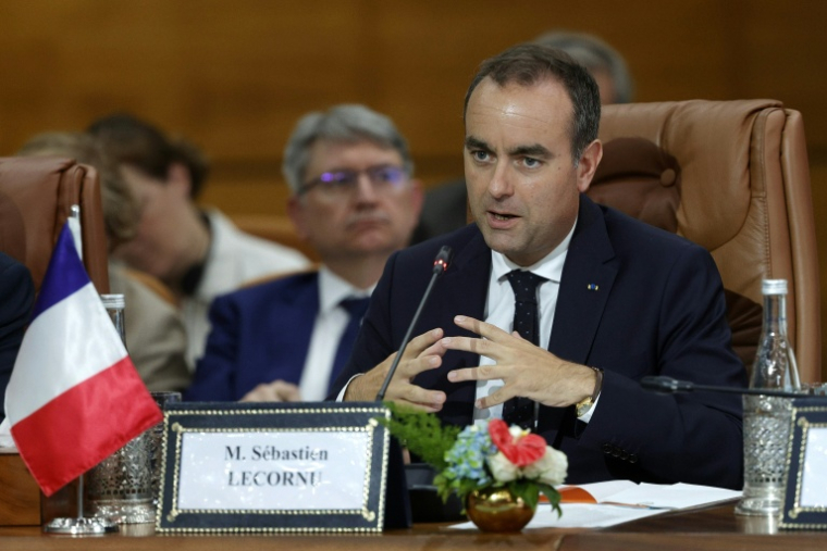 French Prime Minister Sébastien Lecornu delivers opening remarks during a plenary session with Moroccan ministers in Rabat