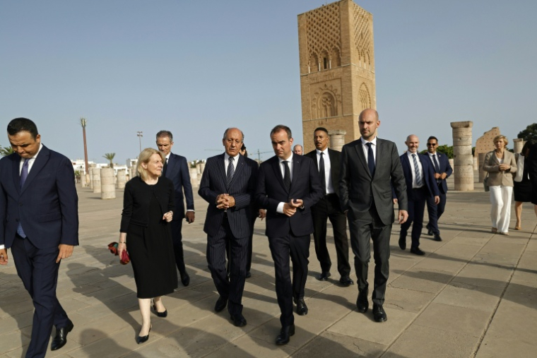 French Prime Minister Sébastien Lecornu and his delegation arrive at the Royal Mausoleum in Rabat