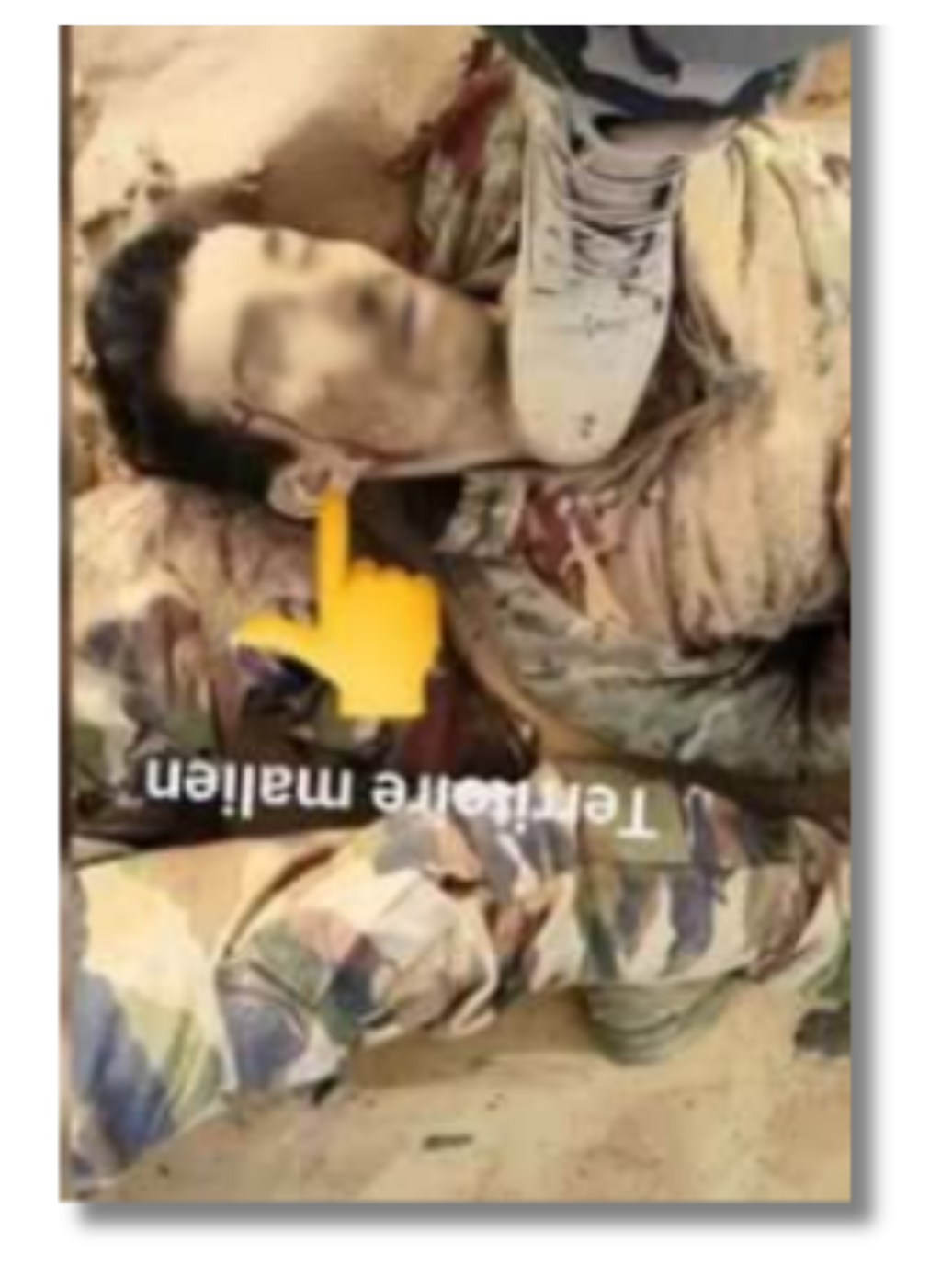 Efforts to identify the man in military attire featured in propaganda posts. The image was rotated and his face blurred afterward.