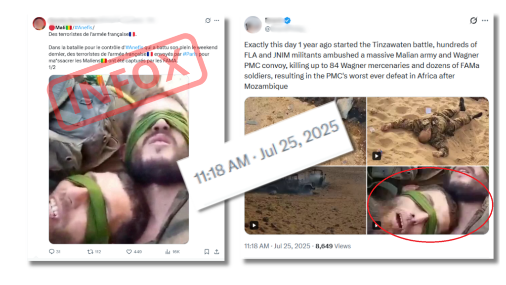 The same accounts later spread false claims about supposed French prisoners, using archived images.
