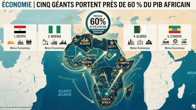Graph showing Africa's GDP distribution among top economies