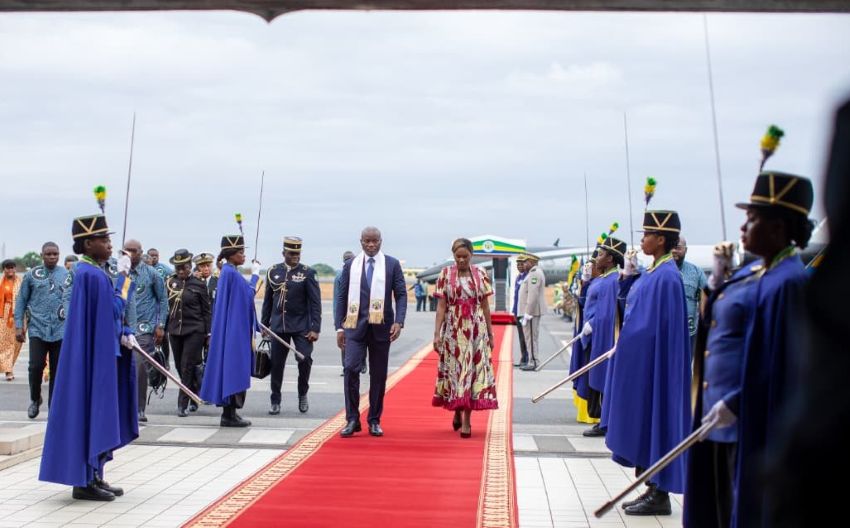 President Oligui Nguema and his spouse returning to Libreville