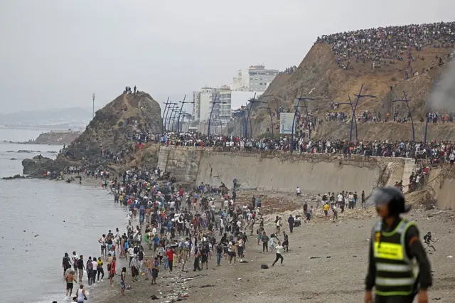 Migrants near the Morocco-Spain border