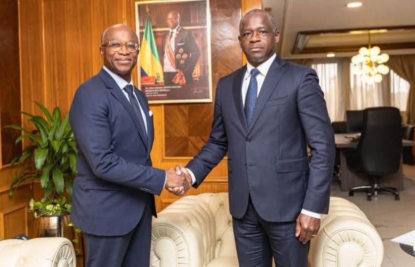 Gabonese and Monégasque officials in a green diplomacy meeting