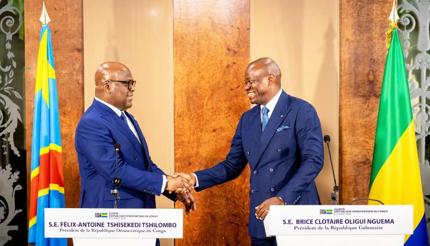 Presidents Oligui Nguema and Tshisekedi in Libreville